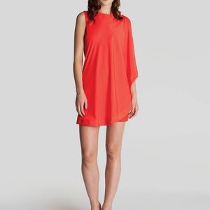 Ted Baker Orange Bolty One-Sided Draped Tunic Dress